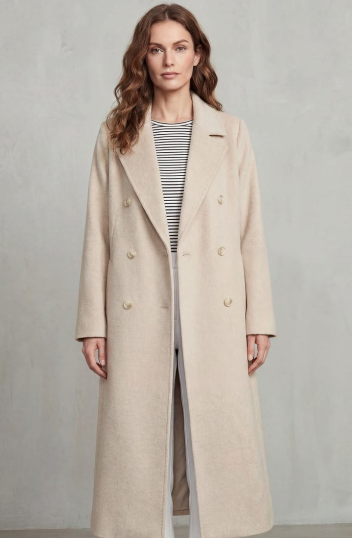 Women's Double-Breasted Wool Blend Long Maxi Coat