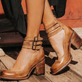 Sophia | Women's Double-Buckle Block-Heel Ankle Boots