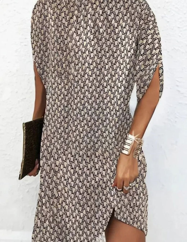 Women's Draped Mock-Neck Batwing-Sleeve Mini Dress - Brown