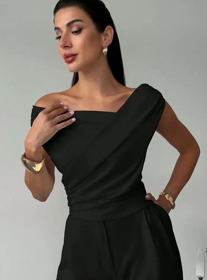 Women's Elegant Off-the-Shoulder Draped Sleeveless Top