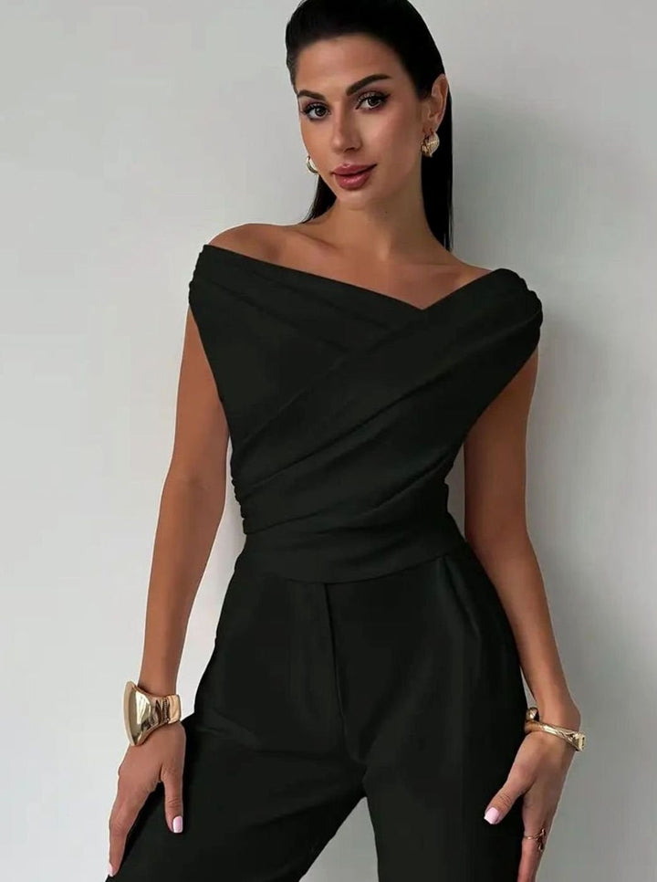 Women's Elegant Off-the-Shoulder Draped Sleeveless Top
