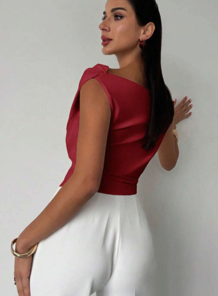 Women's Elegant Off-the-Shoulder Draped Sleeveless Top