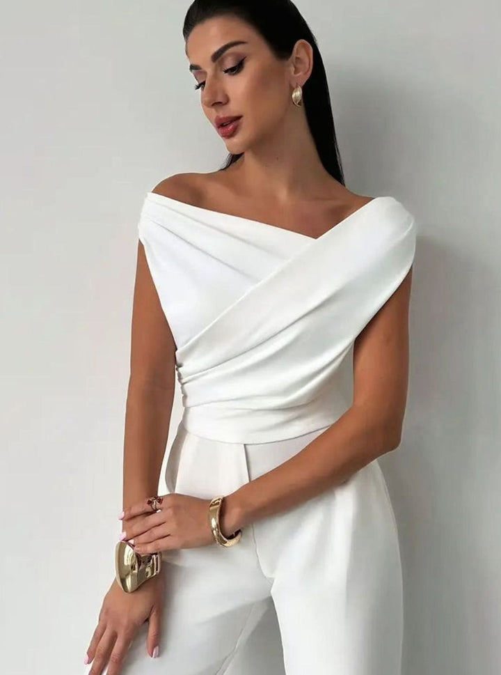 Women's Elegant Off-the-Shoulder Draped Sleeveless Top