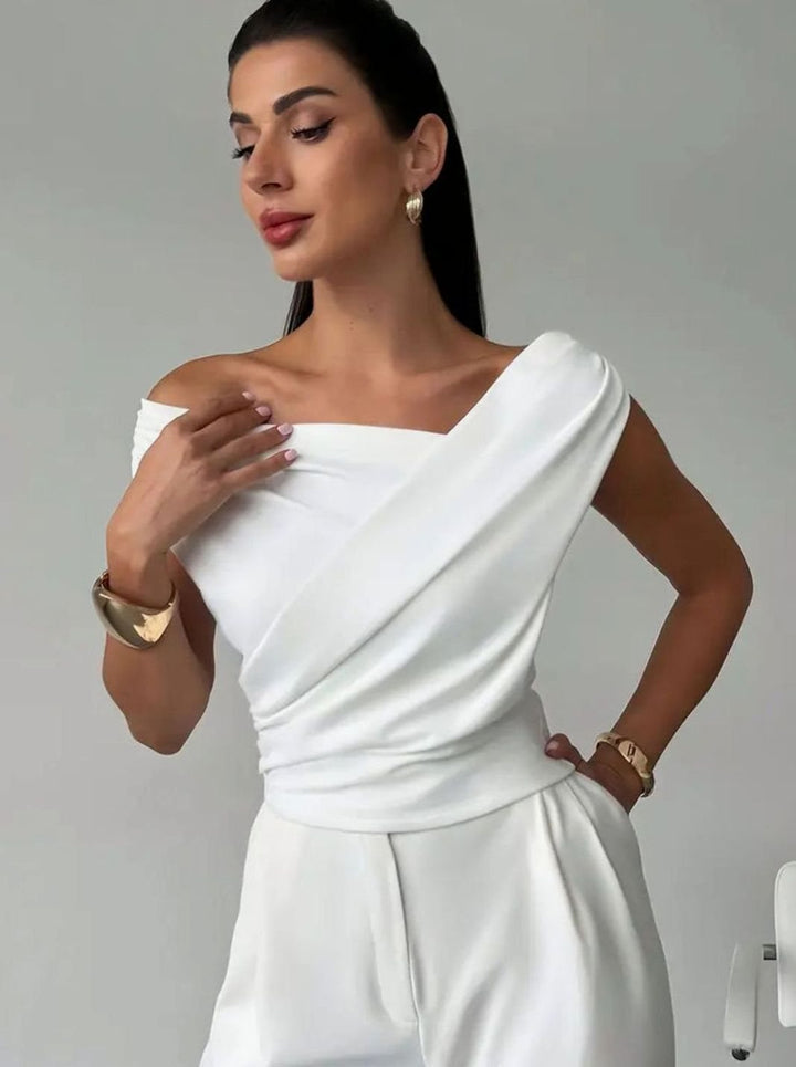 Women's Elegant Off-the-Shoulder Draped Sleeveless Top