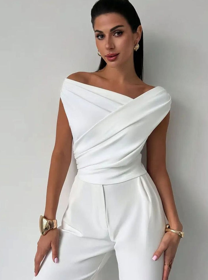Women's Elegant Off-the-Shoulder Draped Sleeveless Top