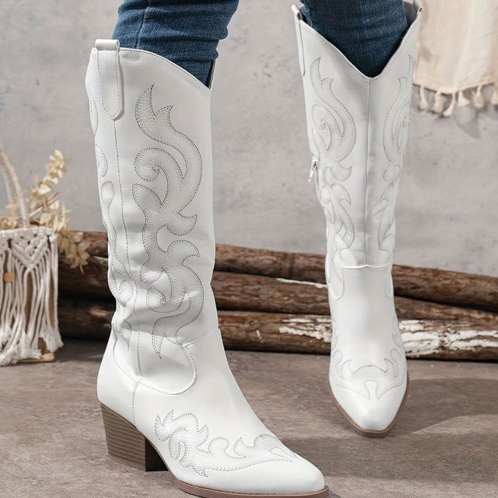Women's Embroidered Knee-High Western Block-Heel Boots