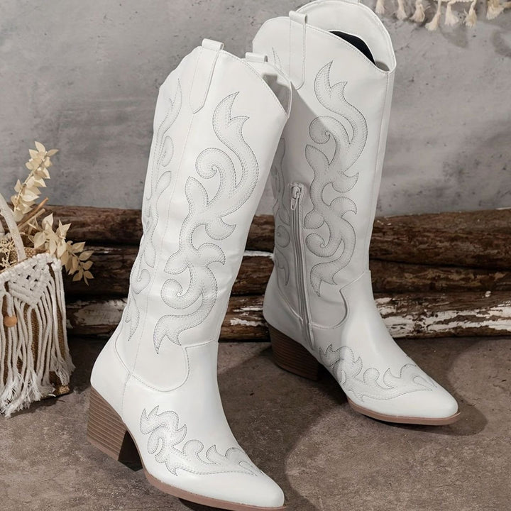 Women's Embroidered Knee-High Western Block-Heel Boots