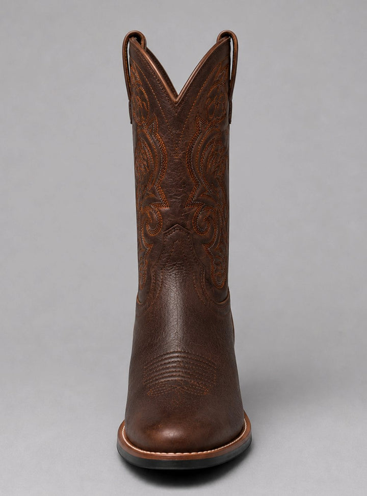 Women's Embroidered Leather Pull-On Cowgirl Boots