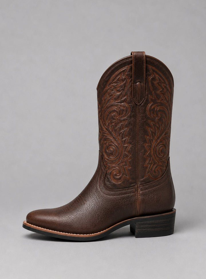 Women's Embroidered Leather Pull-On Cowgirl Boots