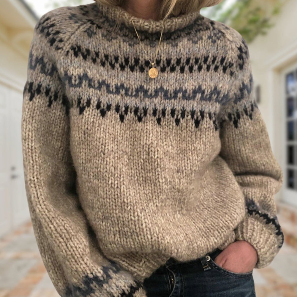 Women's Fair Isle Chunky Knit Crewneck Sweater