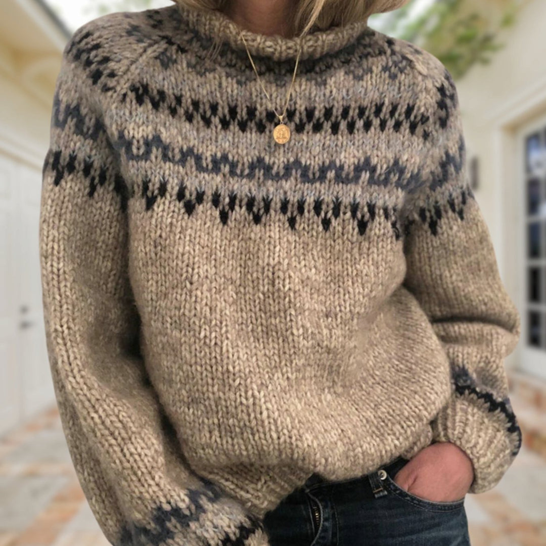 Women's Fair Isle Chunky Knit Crewneck Sweater
