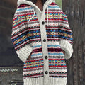 Aria | Women's Fair Isle Hooded Button-Front Chunky Knit Cardigan