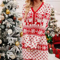 Evelyn | Women's Fair Isle Reindeer V-Neck Knit Christmas Sweater Dress