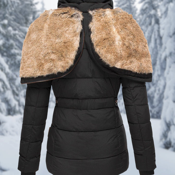Women's Faux Fur Hood Quilted Puffer Winter Jacket