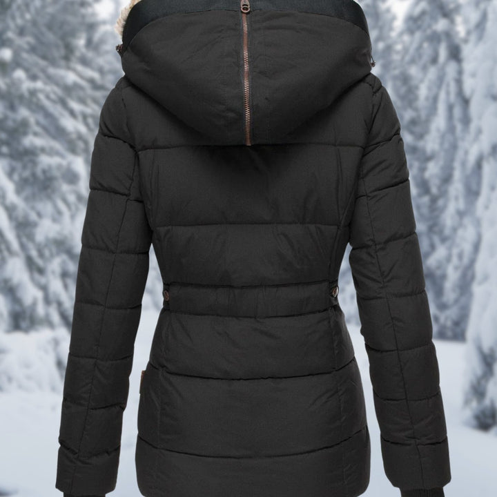Women's Faux Fur Hood Quilted Puffer Winter Jacket
