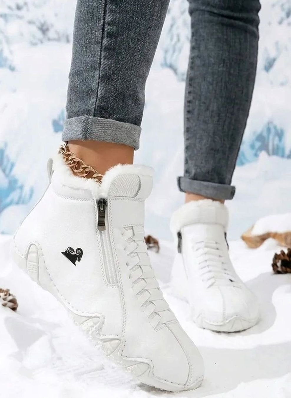 Women's Faux-Fur Lined Wide-Toe Orthopedic Winter Ankle Boots