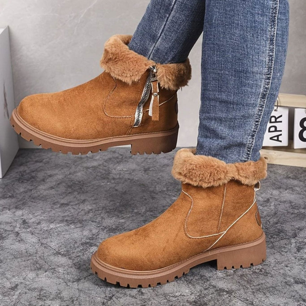 Women's Faux-Suede Fur-Lined Side-Zip Winter Snow Boots