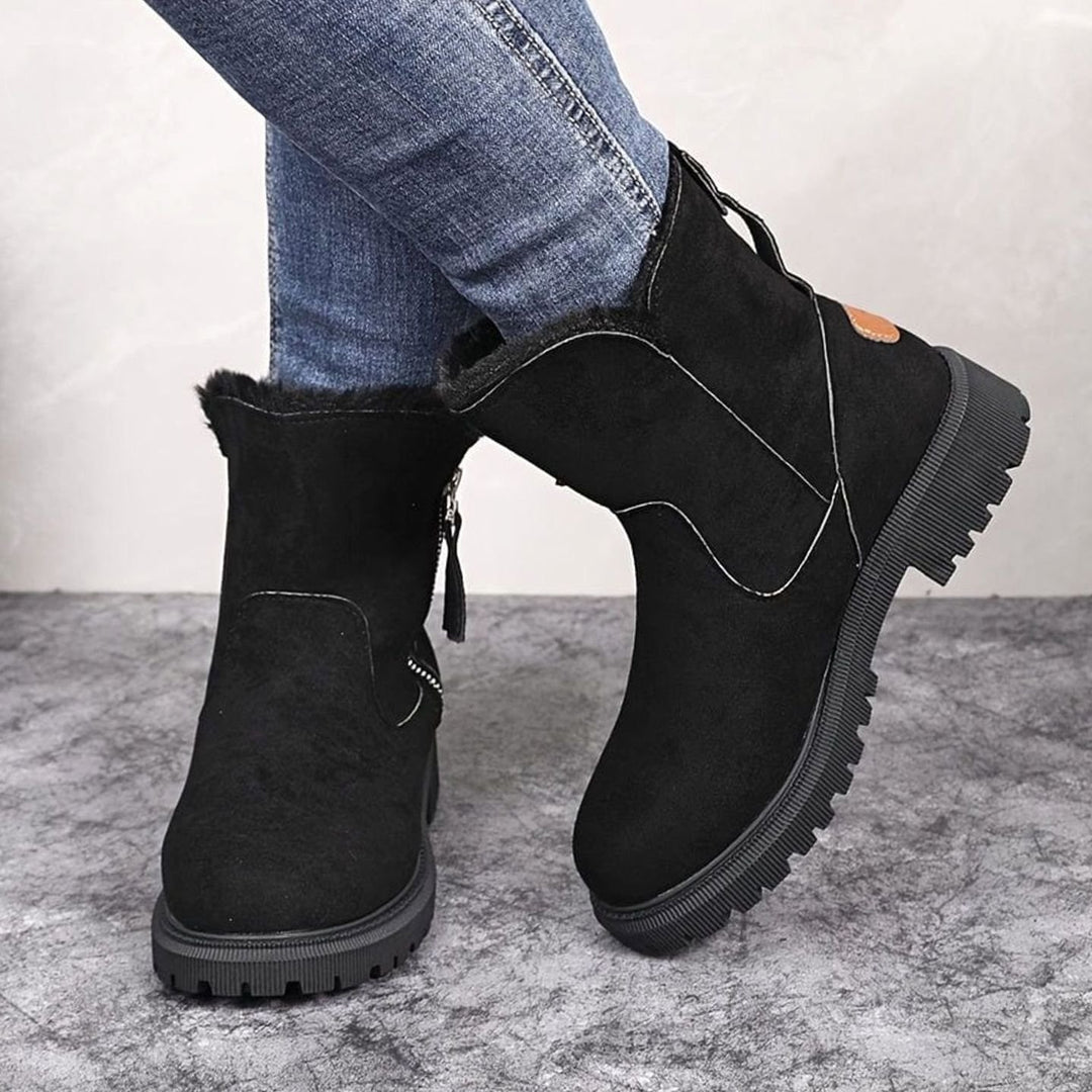 Women's Faux-Suede Fur-Lined Side-Zip Winter Snow Boots