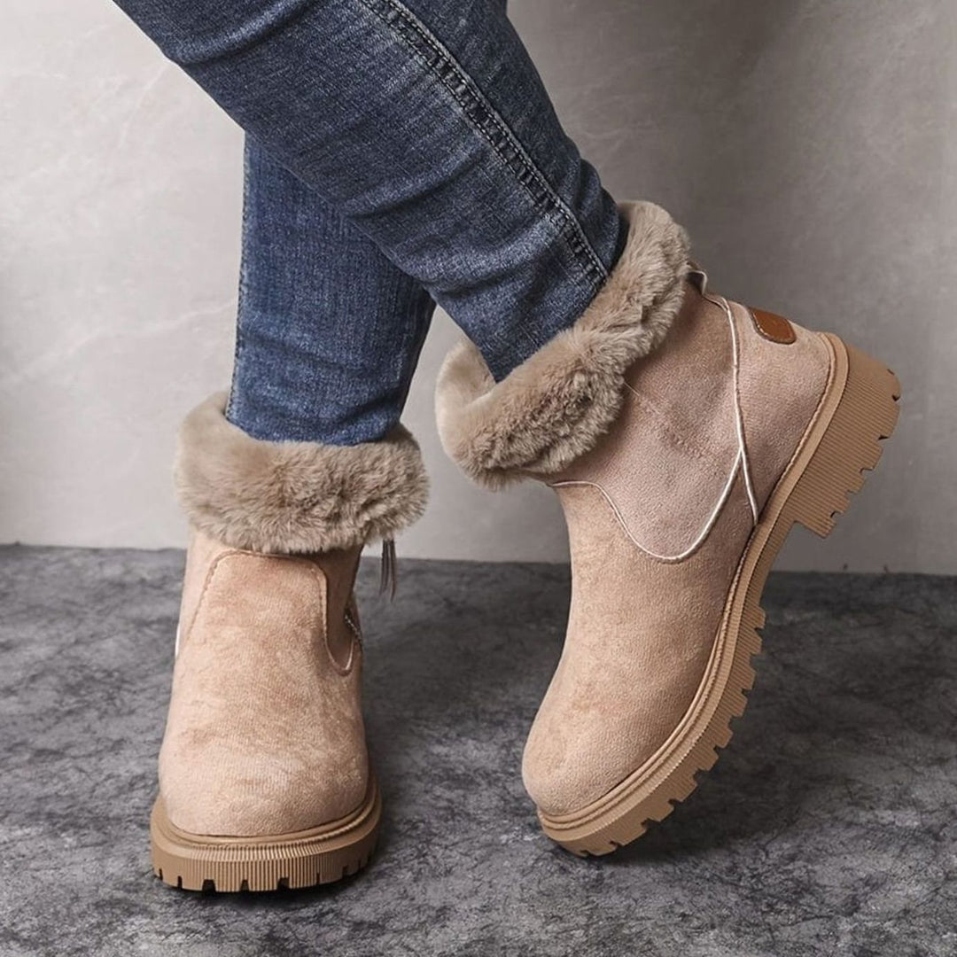 Women's Faux-Suede Fur-Lined Side-Zip Winter Snow Boots