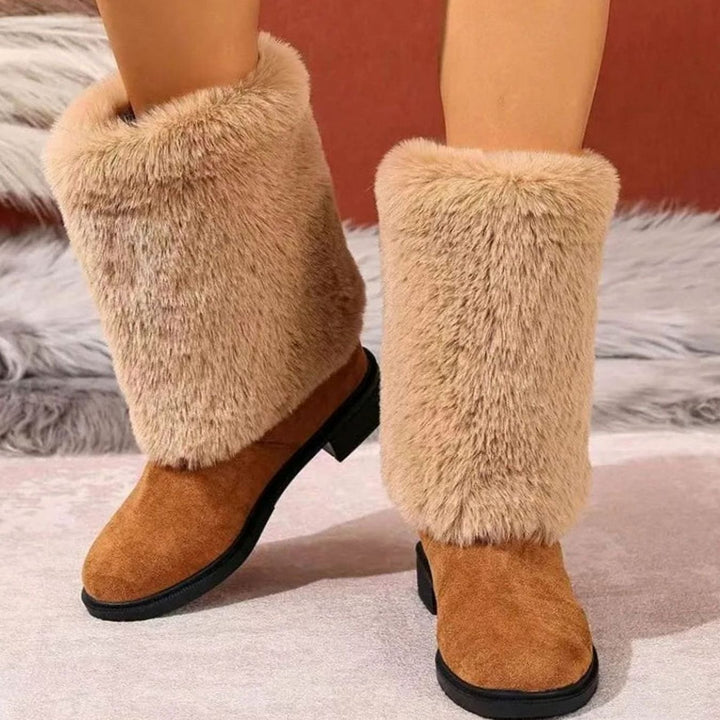 Women's Faux Suede Plush Cuff Slip-On Winter Boots
