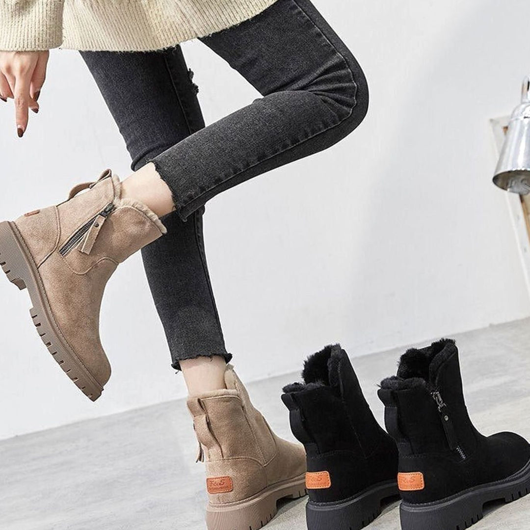 Women's Faux Suede Sherpa-Lined Slip-On Winter Ankle Boots