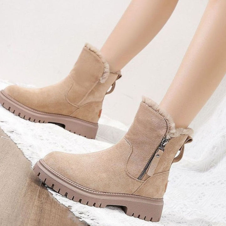 Women's Faux Suede Sherpa-Lined Slip-On Winter Ankle Boots
