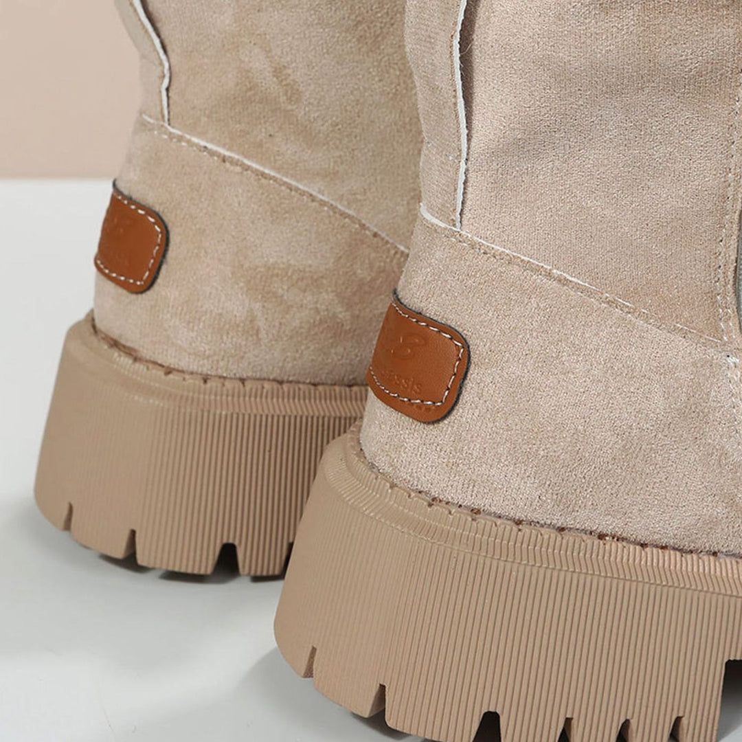 Women's Faux Suede Sherpa-Lined Slip-On Winter Ankle Boots