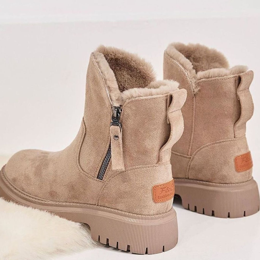 Women's Faux Suede Sherpa-Lined Slip-On Winter Ankle Boots
