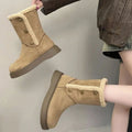 Evelyn | Women's Faux-Suede Sherpa-Trim Mid-Calf Snow Boots