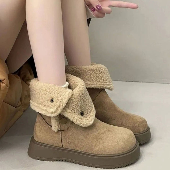 Women's Faux-Suede Sherpa-Trim Mid-Calf Snow Boots