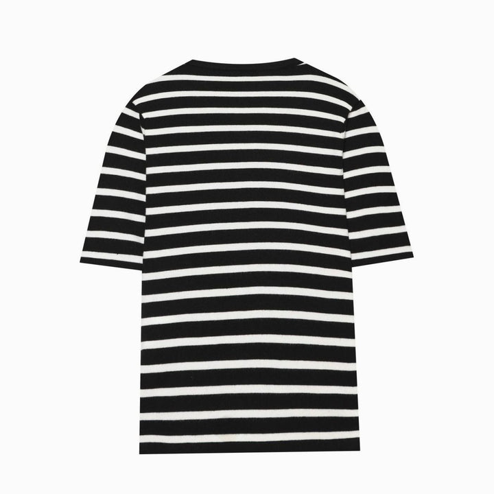 Women's Fine Knit Striped Short-Sleeve Henley Top