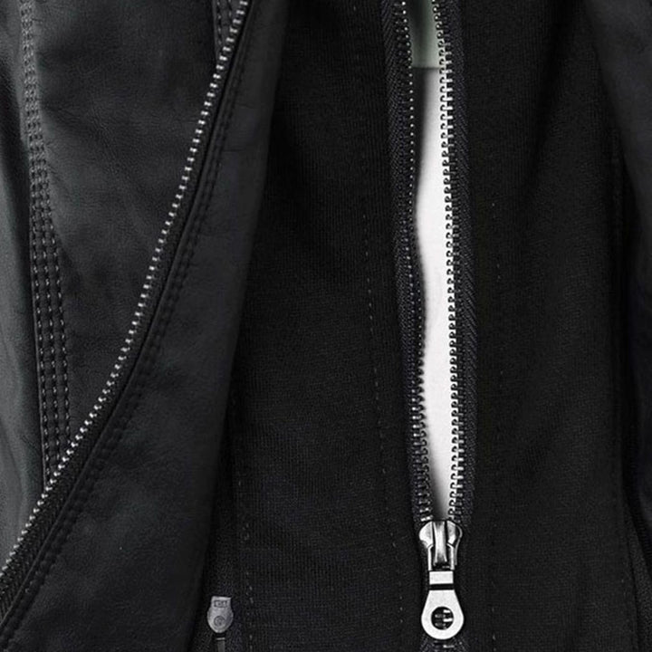 Women's Fitted Hooded Faux Leather Zip-Up Moto Jacket