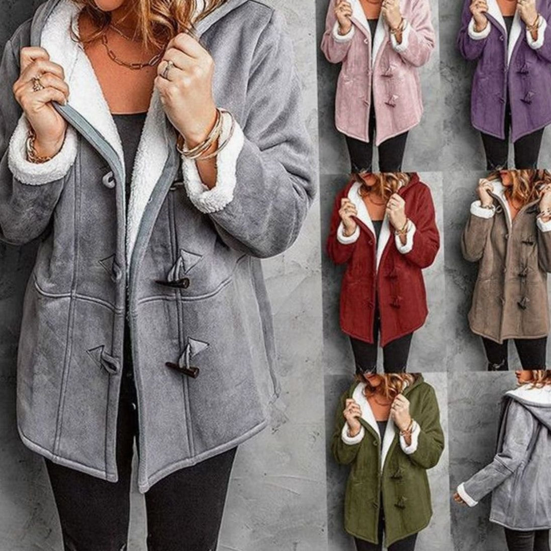 Women's Fleece-Lined Hooded Toggle-Button Winter Coat