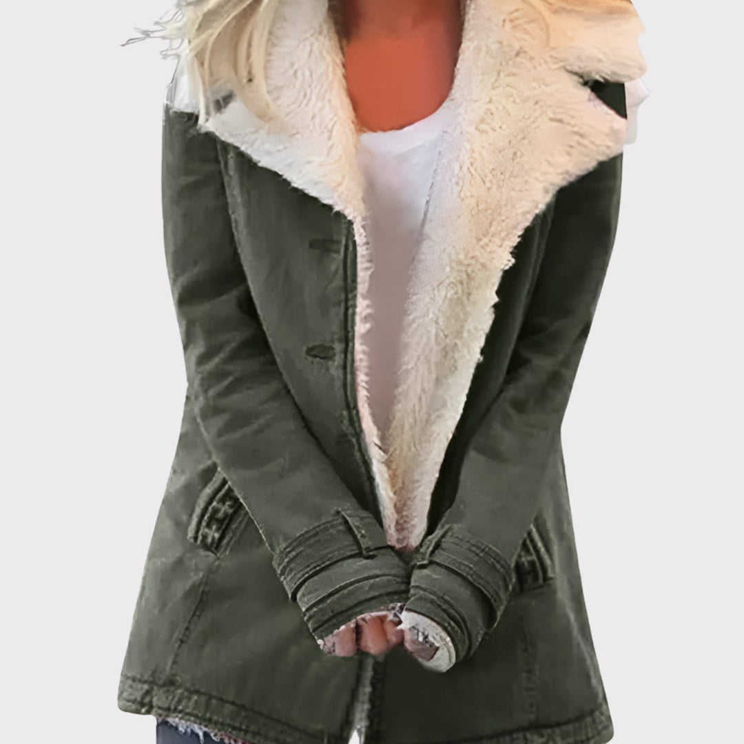 Women's Fleece-Lined Insulated Winter Jacket - Army Green