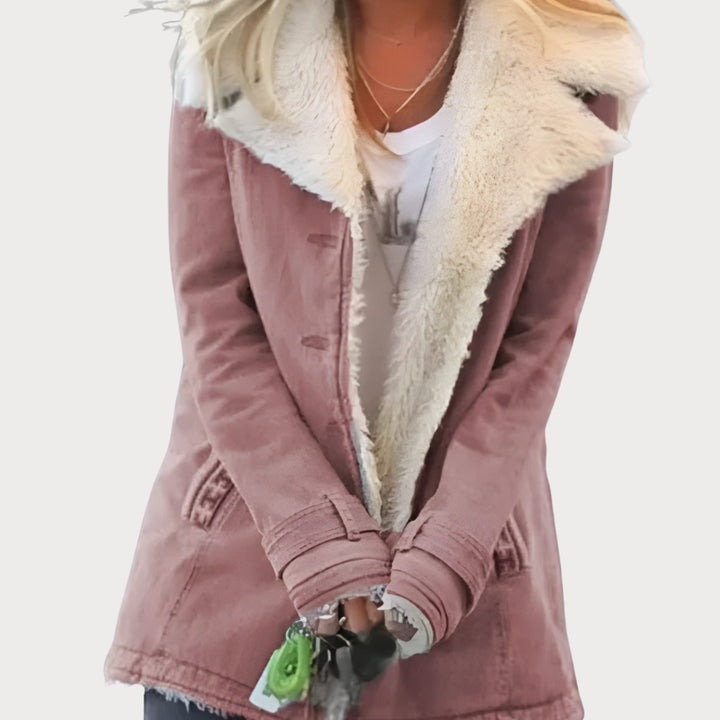 Women's Fleece-Lined Insulated Winter Jacket - Light Pink