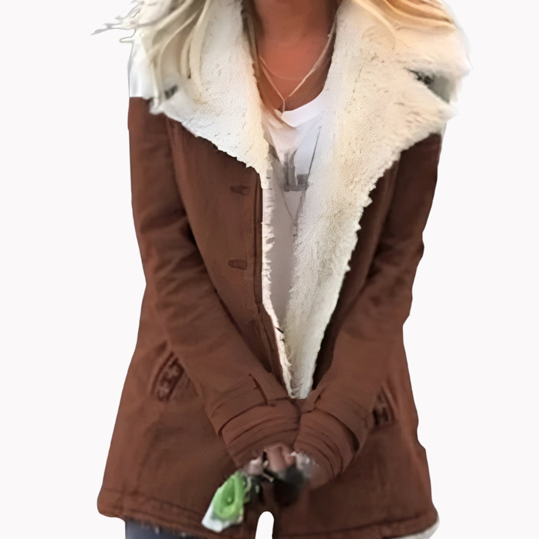Women's Fleece-Lined Insulated Winter Jacket - Brown