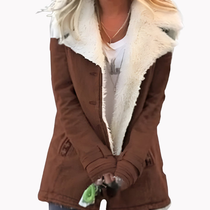 Women's Fleece-Lined Insulated Winter Jacket - Brown