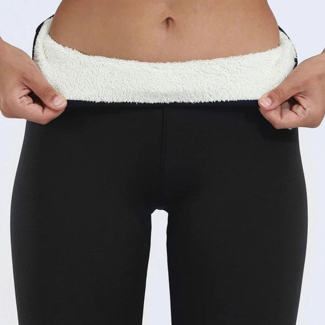 Women's Fleece-Lined Slim-Fit Thermal Winter Leggings - Black
