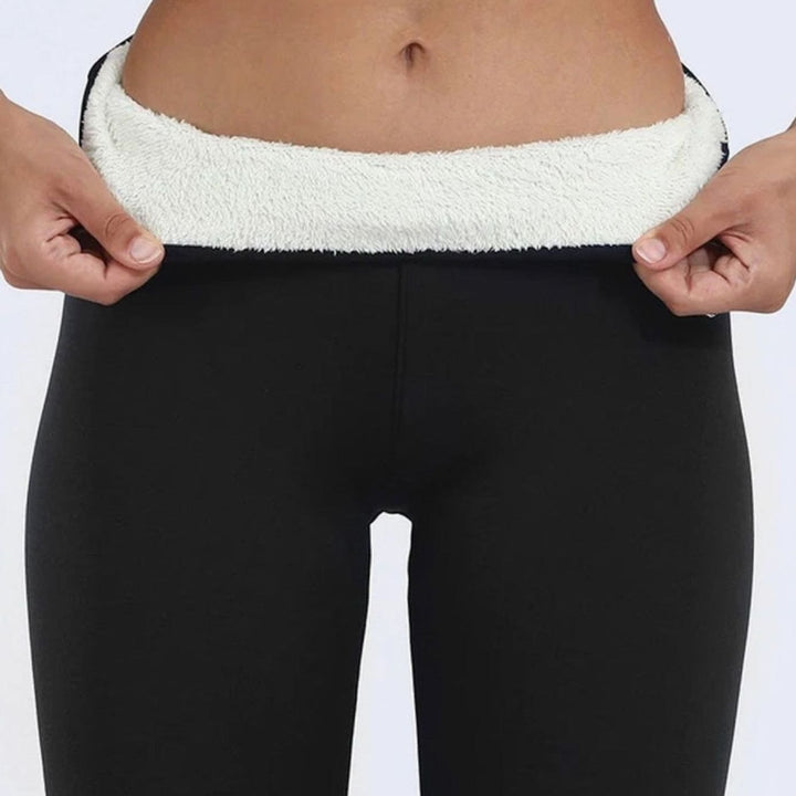 Women's Fleece-Lined Slim-Fit Thermal Winter Leggings - Black