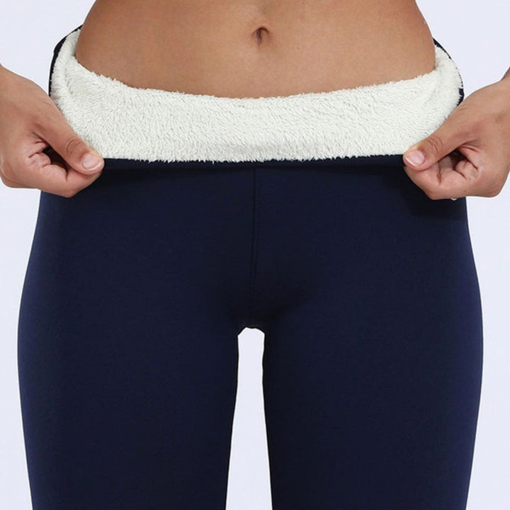 Women's Fleece-Lined Slim-Fit Thermal Winter Leggings - Blue