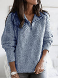 Harper | Women's Fleece Quarter-Zip Pullover Knit Sweater, Blue