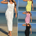 Victoria | Women's Floral Applique Knit Maxi Dress Side Tie Belt