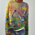 Eleanor | Women's Floral Art Print Long-Sleeve Knit Sweater