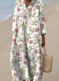 Mia | Women's Floral Art Print Long Sleeve Maxi Dress