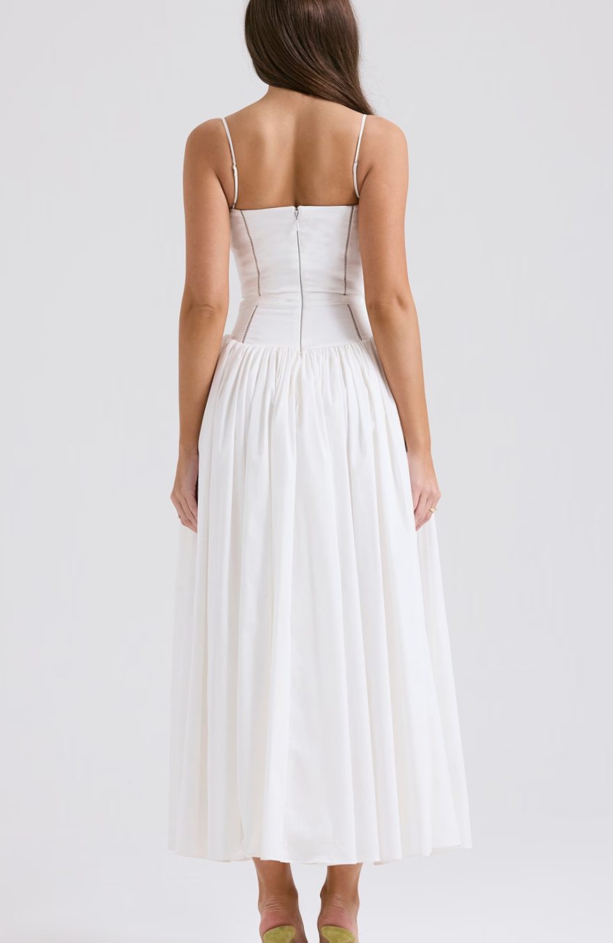 Women's Floral Corset-Bodice Spaghetti-Strap Midi Dress