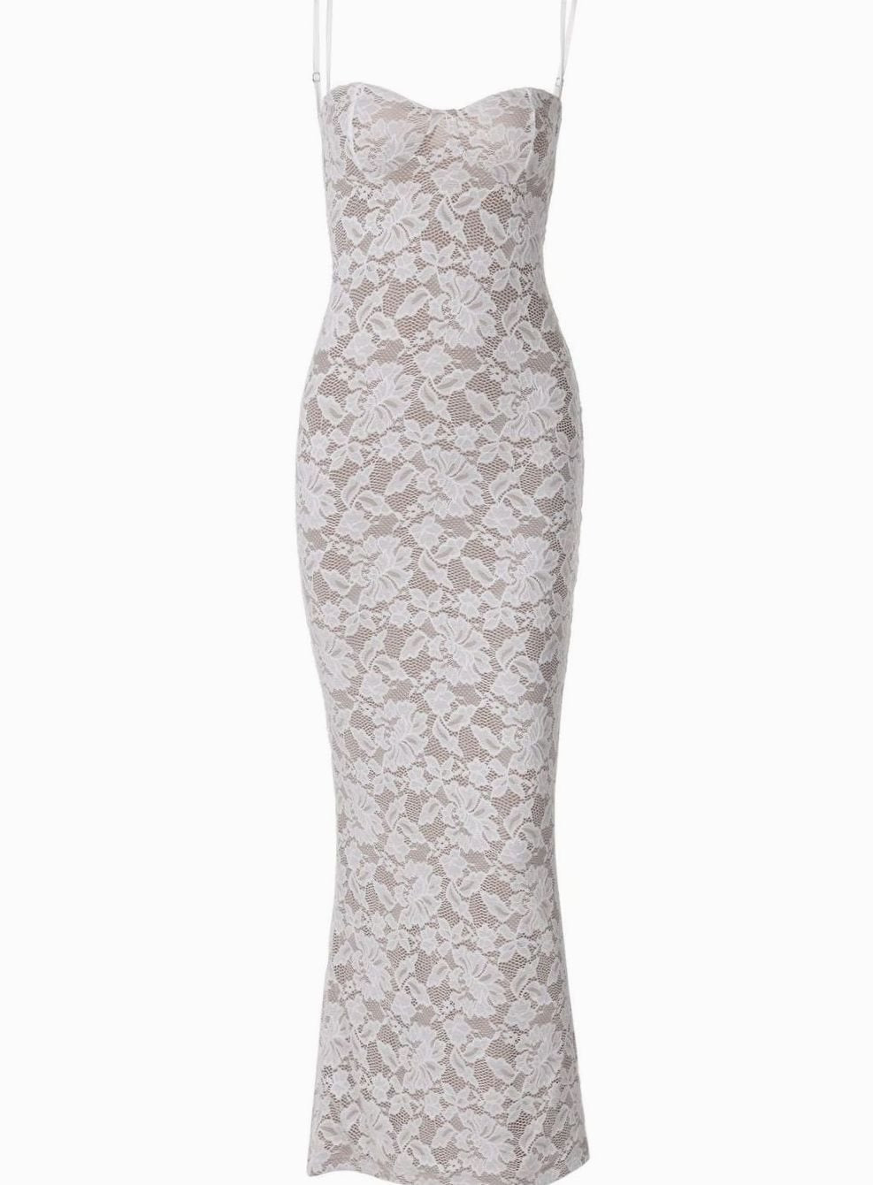 Women's Floral Embroidered Lace Scallop-Trim Maxi Dress
