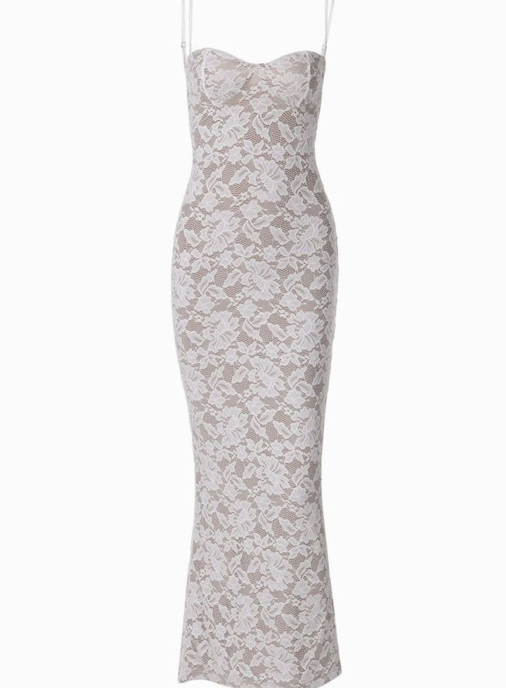 Women's Floral Embroidered Lace Scallop-Trim Maxi Dress