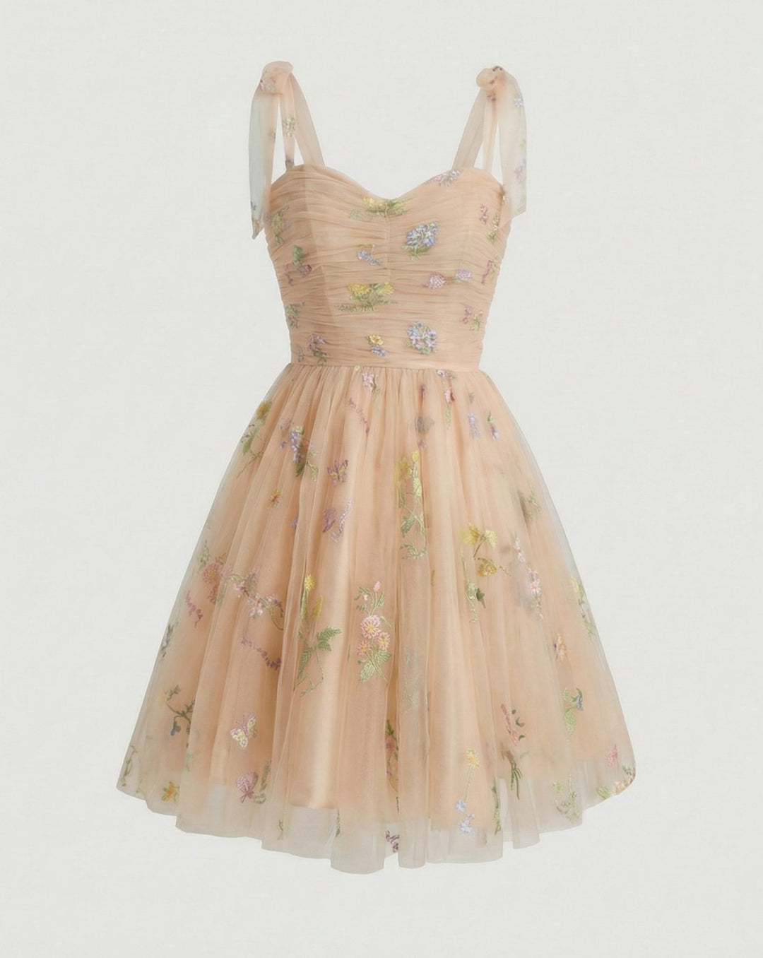 Women's Floral Embroidered Tulle Sweetheart A-Line Maxi Dress