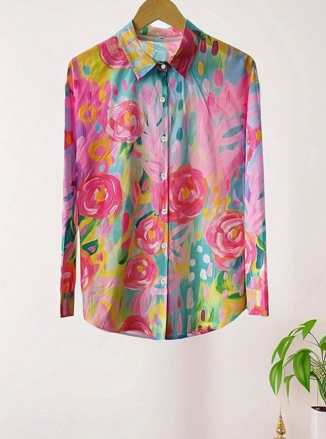 Women's Floral Print Button-Down Relaxed Blouse