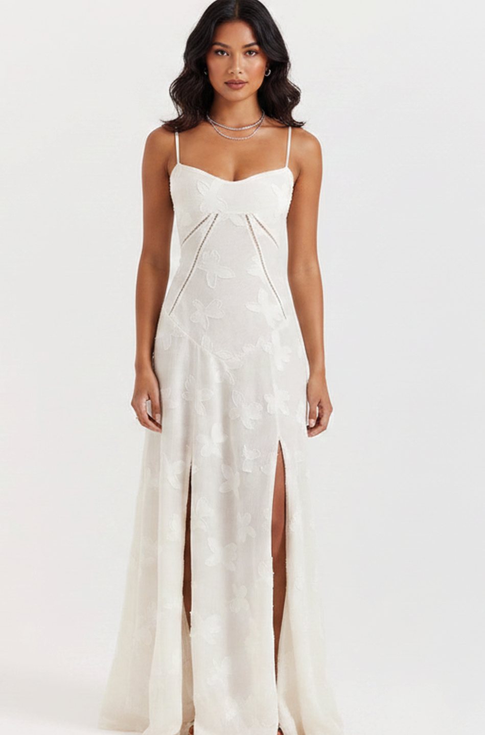 Women's Floral Sweetheart-Neck Spaghetti-Strap Isla Maxi Dress - Off White